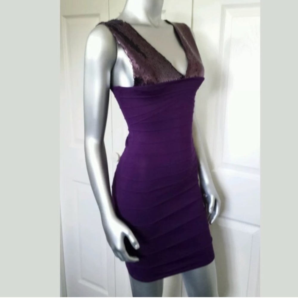 2B Bebe Purple Sequin Dress
